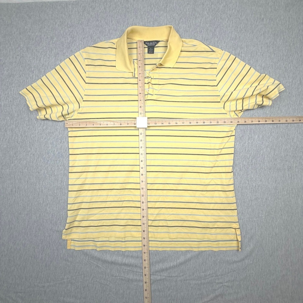 Brooks Brothers Country Club Mens XL Yellow Striped Performance Cotton Polo